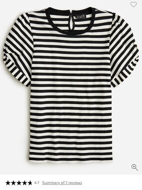 J. Crew Black & White Striped Puff-Sleeve Tee